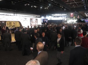 Floor of the North American International Auto Show. Over 100,000 industry insiders and media people were expected at the show.