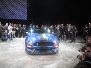 The track-focused Shelby GT350R Mustang aims to please racing fans and take on the likes of the Chevrolet Camaro Z/28. It is one of the first road cars to use carbon-fiber wheels, with Ford saying they have successfully undergone its durability testing. Like the flagships GT, the car is packed with an array of weight reduction measures to increase performance and reduce fuel use. The First Shelby GT350R Mustang was auctioned for charity at a price of $1 million. 