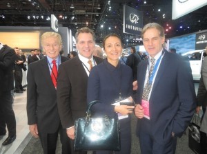 Left to right: LIASE Non-Executive Board Member Vic Doolan; Vanessa Moriel; John Bukowicz; and Automobilewoche & Automotive News Director Thomas Heringer, standing in front of the Infiniti booth. Infiniti unveiled the new Infiniti Q60 with a bold design that is bound to rejuvenate the luxury automaker’s lineup once it comes into production in 2016.  