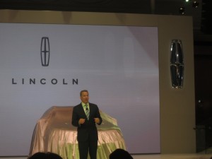 Ford Motor Company Executive Chairman Bill Ford about to unveil the Lincoln Continental. The new Lincoln could appear in China before going on sale in the U.S. Its roomy backseat with a desk and built-in entertainment could attract Chinese owners who like to be chauffeured.