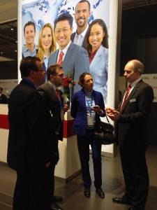 Webasto Regional President & CEO Freddy Geeraerds talking with the LIASE Group Board of Directors Wolfgang Doell, John Bukowicz and Vanessa Moriel.