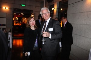RAI Industry Platform, Chairman of the Board, Eddy van der Vorst standing wth European Association of Automotive Suppliers, Deputy C.E.O, Amalia Di Stefano.