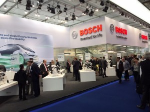 Bosch had an impressive presence at the Motor Show, rivaling some of the smaller OEMs. Amongst the many technologies it showcased was a second generation low-cost, 48-volt hybrid system with a smaller lithium-ion battery and less expensive components compared to existing systems. The system will assist combustion engines during acceleration, is capable of regenerative braking, and provides a 15-percent fuel economy improvement. The new model shown in Frankfurt had a transmission-integrated electric motor capable of powering a remote-controlled automatic parking system. 