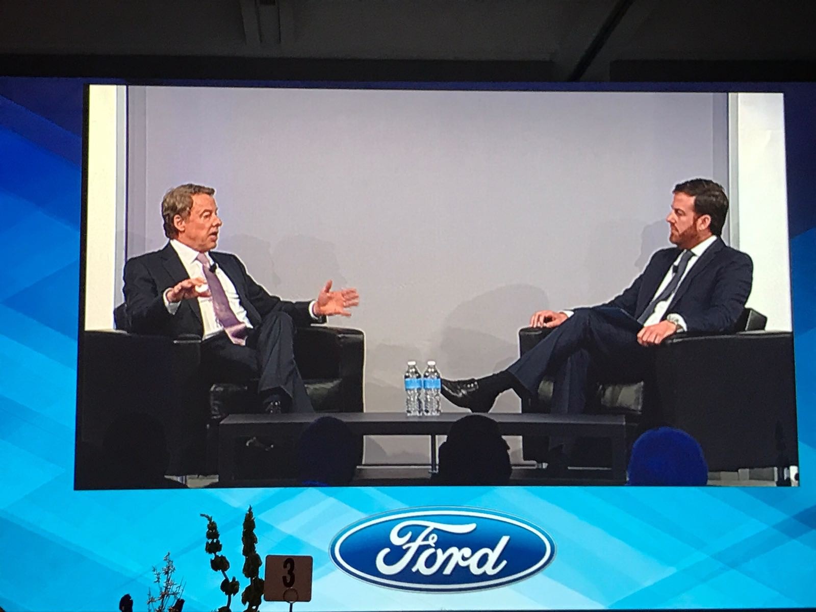Autonews Dinner in Detroit. William Clay Ford Jr., Executive Chairman of Ford and KC Crain, Executive Vice President of Ford Motor Company holding a fireside chat.